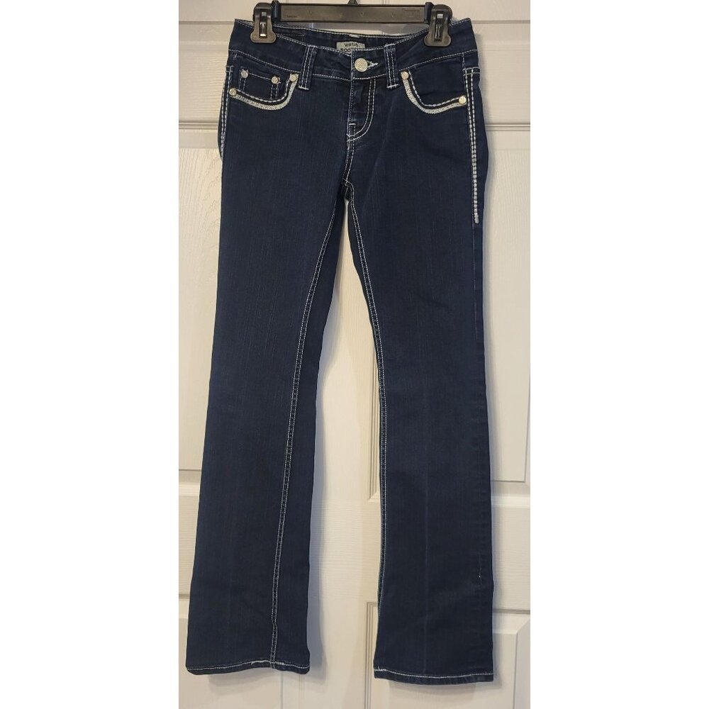 Daytrip Virgo Bootcut Embellished Darkwash Silver Stitch Jeans 26L Rodeo Western